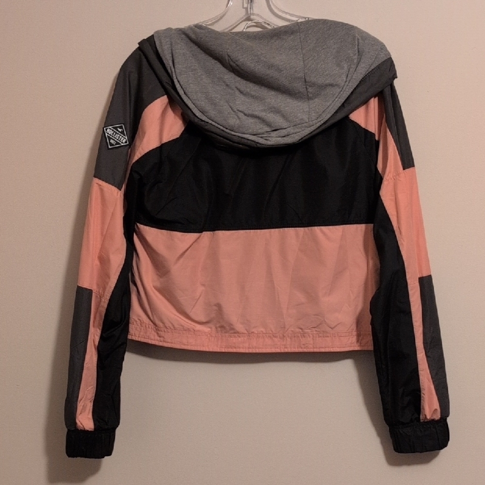 Hollister Women's Pink and Black Rain Jacket - Picture 3 of 3